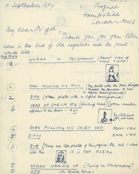 Colour photograph.A letter is written on the white page of a notebook in blue ink. A date on the top left reads, '10 September 1957'.